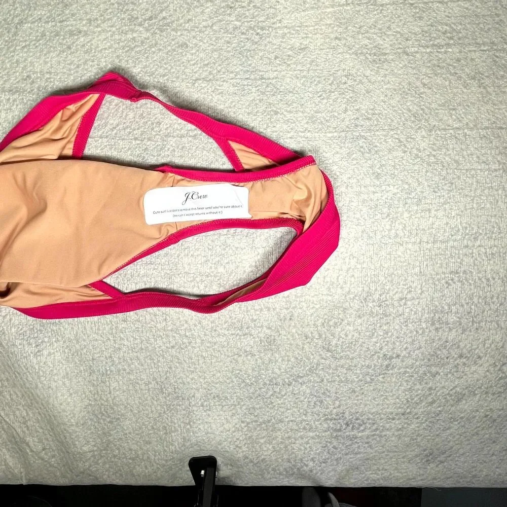 J.Crew Ribbed Bikini Bottoms Bright Pink Ladies Size 2X NEW BH485 WHI - Picture 5 of 8
